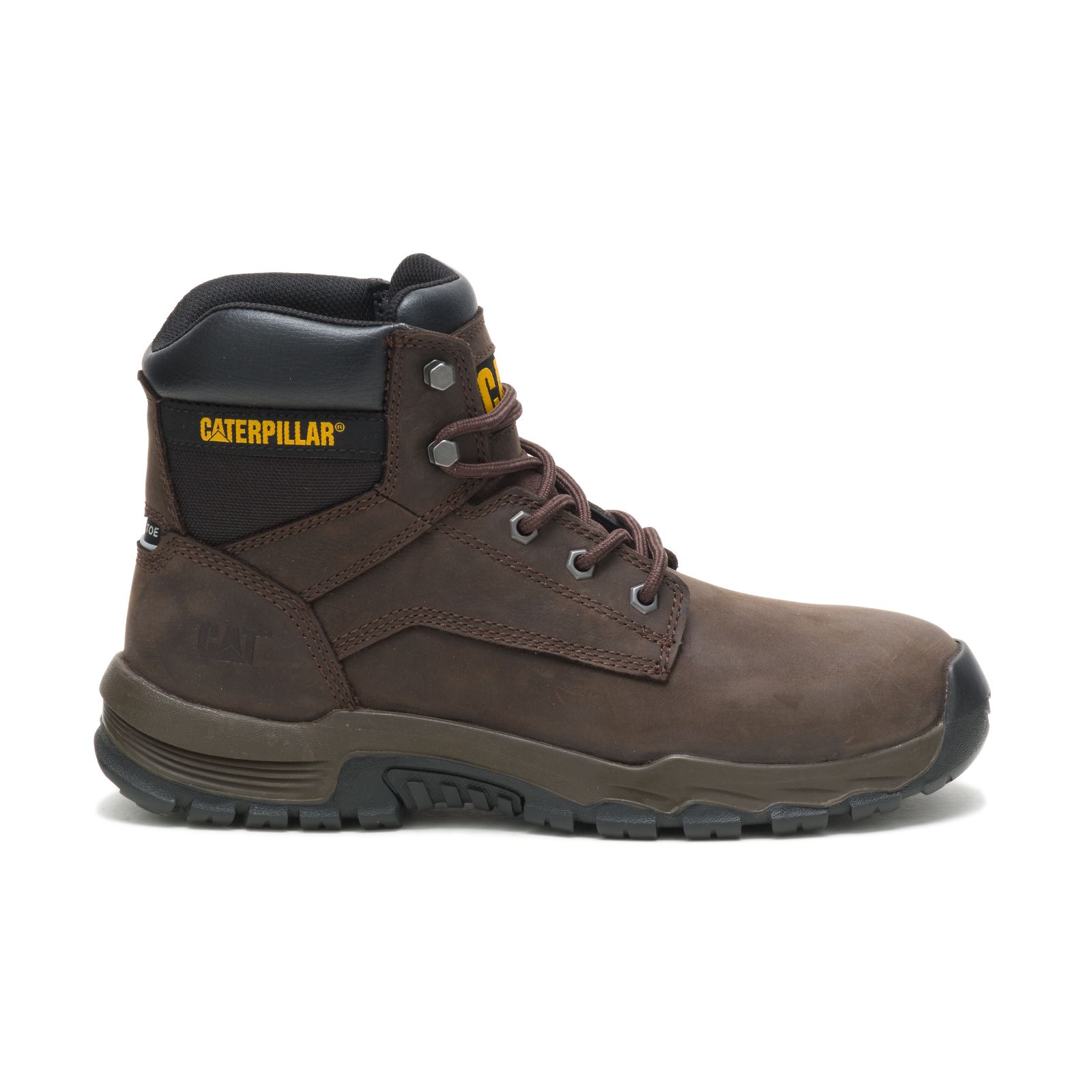 Caterpillar Boots Lahore - Caterpillar Upholder Waterproof Steel Toe Mens Work Boots Dark Chocolate (051296-OQJ)